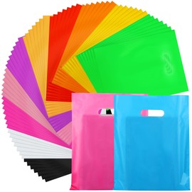 Kosiz 1000 Pcs Multicolor Goodie Bags Bulk 9 x 12 in Merchandise Bags 10 Color Plastic Party Favor Bags Small Gift Bags with Handle for Small Business, Birthday, Christmas, Wedding Party Supplies