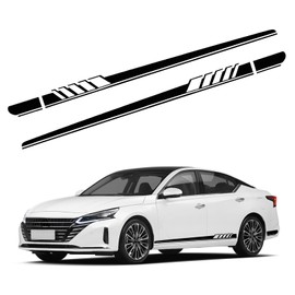 DXNQ 2 PCS Car Side Skirt Decals, 88.58×4.52 Inch Waterproof Side Door Stripe Graphic Stickers, PVC Racing Decoration Decals for Most Cars Trucks SUVs, Universal Car Accessories (Black)
