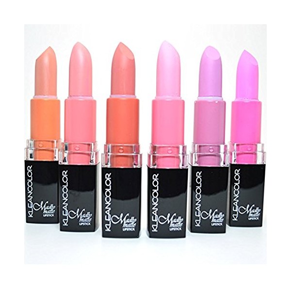 Kleancolor 6 Piece Madly Matte Lipstick 2 Set (BOLD VIVID PINK APRICOT) with Earrings…