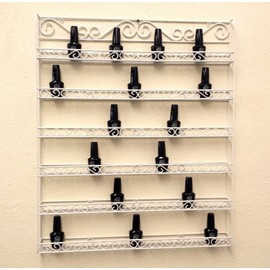 PANA Metal Nail Polish Rack with Stronger & Sturdy Metal Frame Unbreakable (6 Rows, White)