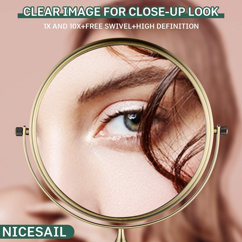 Nicesail Tabletop Makeup Mirror, Double-Side 1X-10X, 360 Swivel Magnifying Mirror