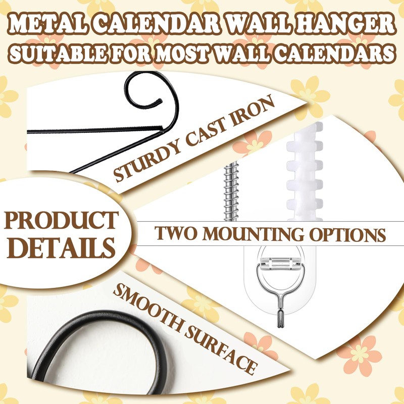 Otoolling Calendar Hanger for Wall 13.8 Inch Metal Wire Scroll