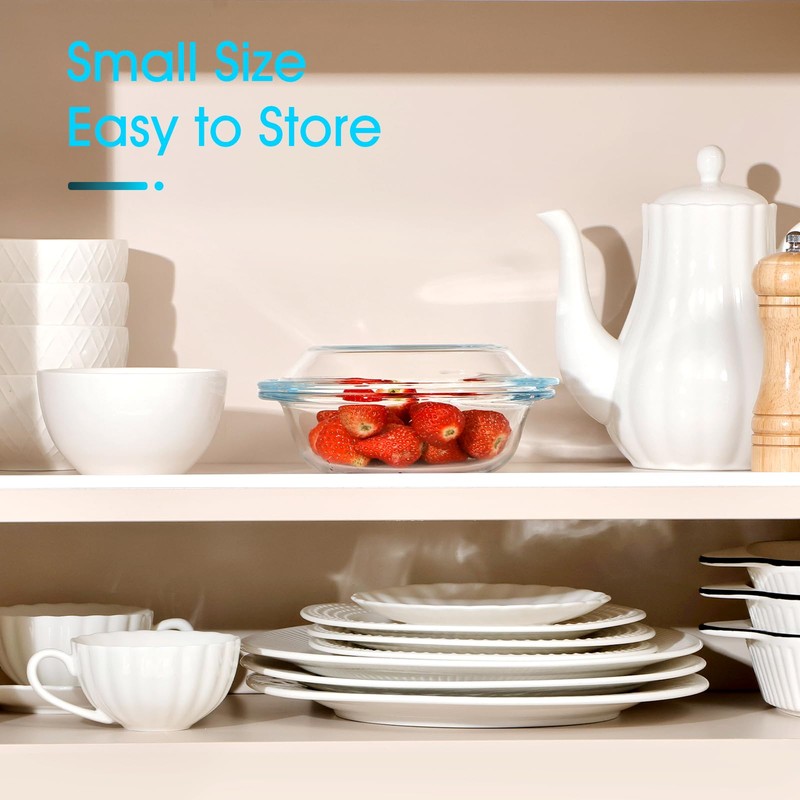 13OZ Mini Glass Casserole Dish With Lid, 5.5in Oven Safe