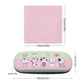 Regerly Glasses Case, 1 Piece Sheep E Glasses Case Hard Shell Clamshell Glasses Case with 1 Glasses Cleaning Cloth for Glasses Protection for Most Glasses, Cyan