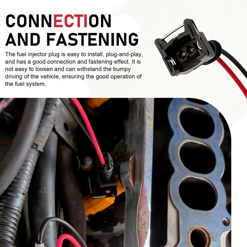 Opuweiy 4 PCS Fuel Injector Connector, Injector Socket with Extended