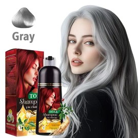 toae blonde brown hair color shampoo,Can cover gray hairs,Herbal Ingredients Natural Shampoo,Contains Ginseng Extract,Natural Haircoloring, Salon No Bleaching Haircare - Color: Gary（silver）