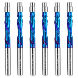Compression Spiral Flush Trim Router Bit 1/4 Inch Shank, 6PCS Up Down Cut Spiral Router Bits Flush Trim Bits, 1/4'' Cutting Diameter Flush Cut Router Bits for Woodwork Trimming