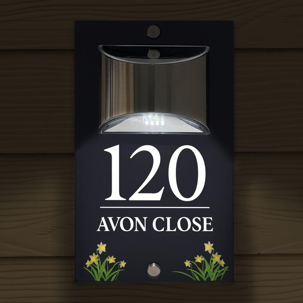 Custom Signs Solar Illuminated Modern Anthracite House Number Sign 24cm