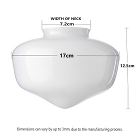 LUMIS Ceiling Fan Shade, White Glass Round Lampshade Cover, B&Q Houston Compatible. 17cm (6½”) Dia, Width of Neck: 7.2cm (3")