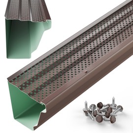 Waterlock 5" Gutter Guards Leaf Protection, Domestic Aluminum Gutter Covers 5 Inch (28 Feet, Royal Brown)