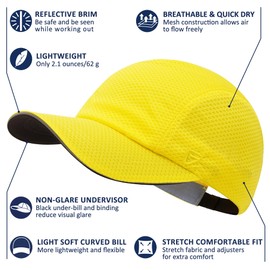 GADIEMKENSD Cooling Running Hats for Women Reflective Trim Baseball Cap Stretch Dri Fit Hat Performance Mesh Caps Ponytail Gorras para Mujer for Golf Hiking Workout Gym Summer Sun Beach Yellow