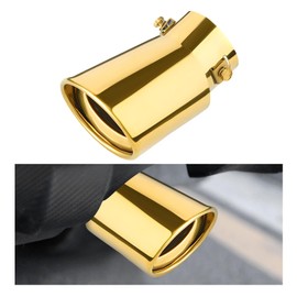 Gasedin Stainless Steel Car Exhaust Tip, 2.5" to 3.3" Straight Polished Automotive Replacement Exhaust Pipes, Adjustable Car Decoration Chrome-Plated Finish Exhaust Tailpipe Tip (Gold, Curved)