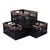 Yesdate 3-Pack Plastic Folding Baskets, Collapsible Storage Basket/Milk Crate, 15