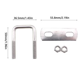 CXMTECH 4 Pack M6 Square 304 Stainless Steel U Bolts with Frame Plate Nuts Washers for Fixing Pipes Car Trailers Ski Boats Sailboats Trailers