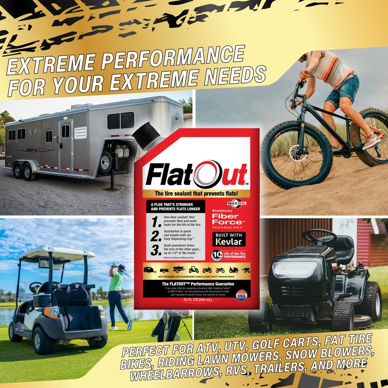FlatOut Multi-Purpose Tire Sealant - Prevents and Repairs Flat Tires,