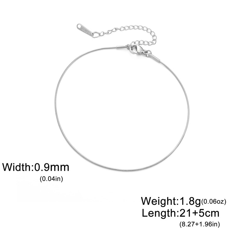 Amaxer Adjustable Stainless Steel Snake Chain Ankle Bracelet 0.04in Width