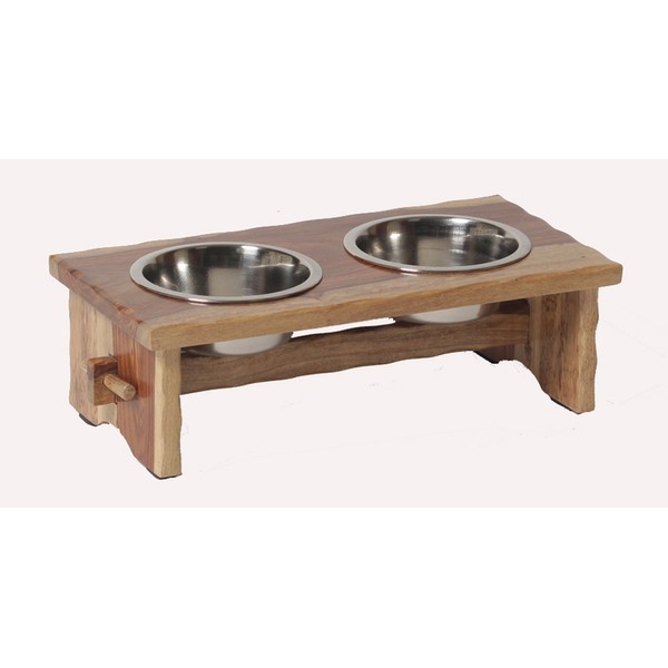 Dogstuff Depot Small Rustic Wooden Elevated Raised Pet Feeder - Deluxe Pet Diner