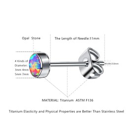 Artskin G23 Titanium Opal Stud Earrings for Women Girls Earrings Hypoallergenic Nickel Free Earrings with 3mm Opal Stone Birthstone for Sensitive Ears (3mm Multi Lavender)