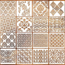 Damask Stencils 6inch Texture Stencils Reusable Layering Stencils Templates for Painting on Wood Furniture Canvas Paper Fabric