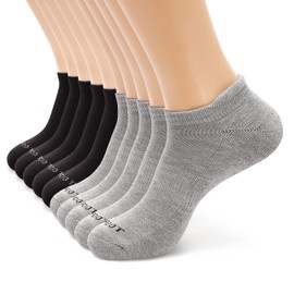 MONFOOT Women's and Men's 10 Pairs Athletic Cushion Running Performance Heel Tab Ankle Socks Grey/Black Small, multipack