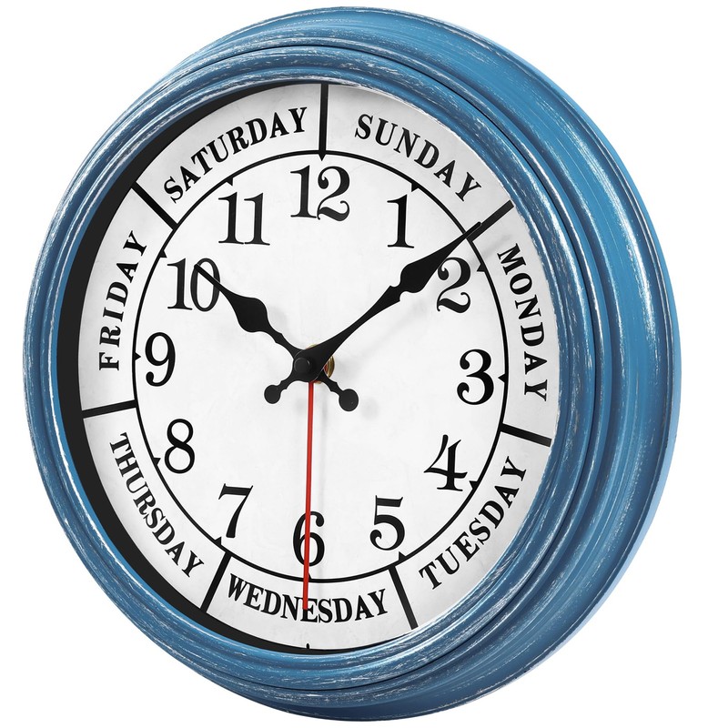 JENLYSTIME 12 Inch Retro Wall Clock,Classic Day of The Week