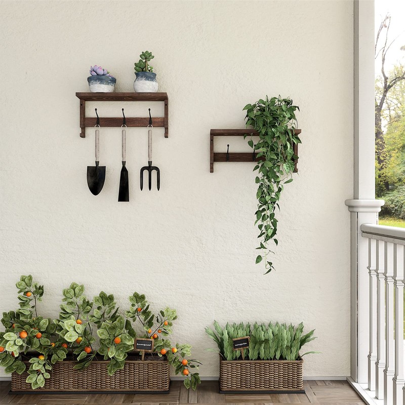 VERTORGAN Coat Hooks, Wood Rack Wall-Mounted, 31.5 Inch Entryway Shelf