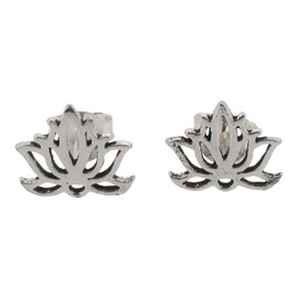 Touch Jewellery 925 Sterling Silver Lotus Flower Design Stud Earrings