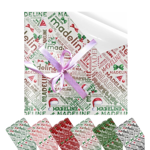 MyPupSocks Custom Santa Claus Hat Wrapping Paper, Customized Christmas Wrapping