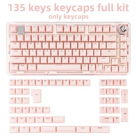 GEKUCAP Pink Clear Keycaps, Translucent Custom Keyboard Key Cap, MDA Profile Crystal Jelly Keycap Set Compatible with 61/68/84/87/98/100 ANSI Layout MX Switches Mechanical Keyboard