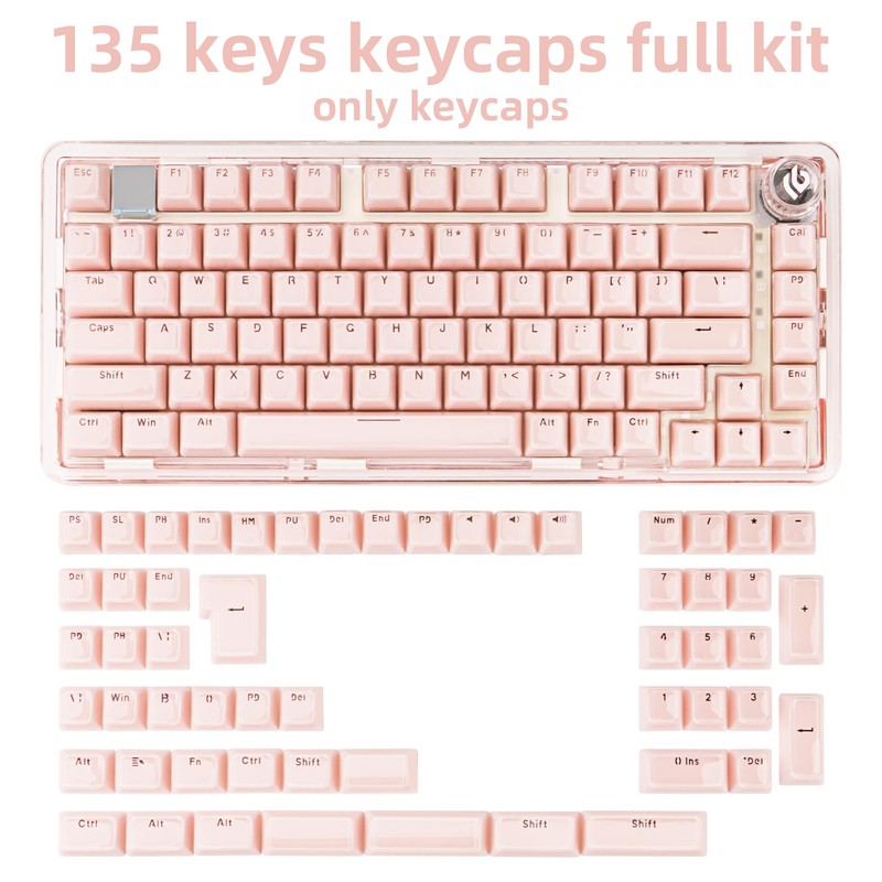 GEKUCAP Pink Clear Keycaps, Translucent Custom Keyboard Key Cap, MDA