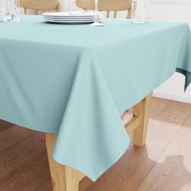 Encasa XO Cotton Canvas Tablecloth | Egg Blue Plain | Rectangular Size 140 x 180 cm | Dining Tablecloth for Decoration - Machine Washable
