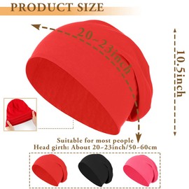 Bohend Bohemian Beanie Hats Headwear Cap Stretch Non Slip Bandanas Sleep Turbans Hats for Women Men Close top Head Covering (3 Pack) (Pure Color Style) Multicolor