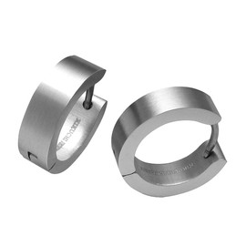 Kikuchi Ohrringe Titan Stäbchen Edelstahl Creolen Kantig Matt Silber Frau Herr Ø 12-18 mm nach Wahl (Ø 16 mm / 5 mm)