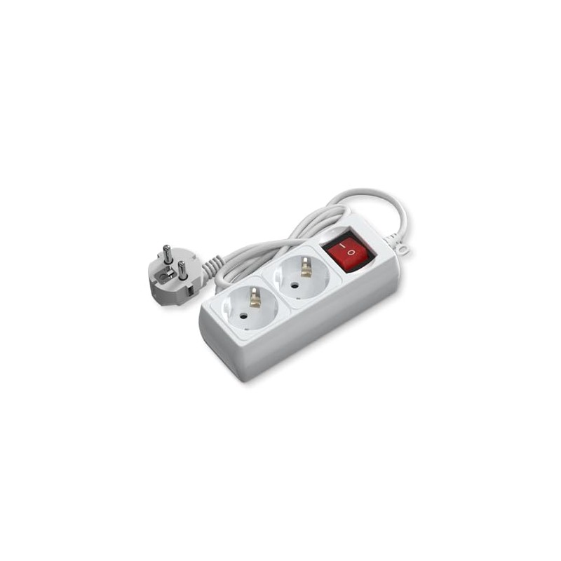 VoltShine German 2-Way Power Strip with Switch 1.5 m 3G