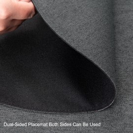 Banchif Textile Burlap Linen Placemats Dual-Sided Placemats Set of 8 Place Mats Non-Slip Washable Table Mats for Dining Table (Round, Grey-Black)