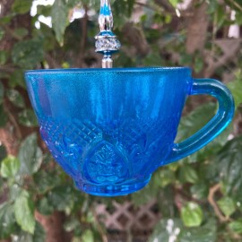 NKPKTreasures Bird feeder, Seed Feeder, Thistle Feeder, Vintage Glass, Bird Bath, Tea Cup