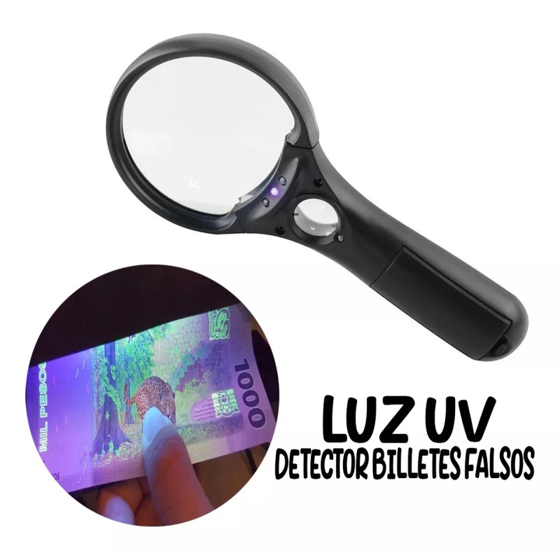 Glass Lupa Luminosa Led Joyero Luz Uv Detector Billete Falso