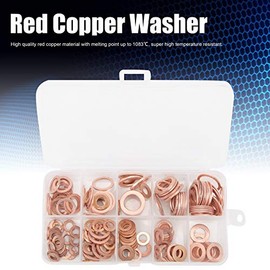 200PCS M5 ~ M14 1083 Punto de fusión O Ring Junta de arandela de cobre rojo Anillo de sellado Arandela de anillo de sellado plano