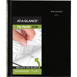 AT-A-GLANCE 2026 Planner, Monthly, 7" x 8-1/2", Medium, Hardcover, DayMinder, Black (G400H0026)