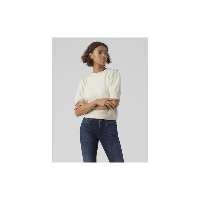VERO MODA Women's Vmdoffy 2/4 O-Neck Pullover Ga Noos, Birch