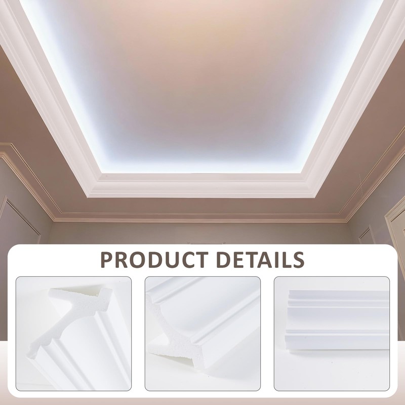 10 Pack 39.37"(Total 32.8 Ft) Ceiling Crown Molding with LED