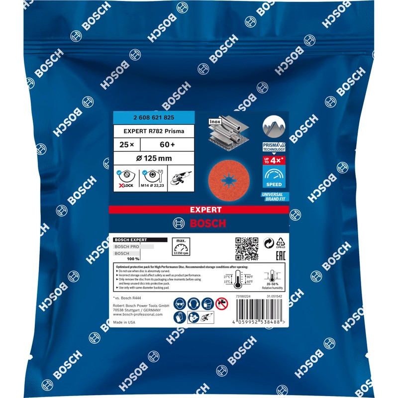 Bosch 25 x Expert R782 Prism Ceramic X-LOCK Fibre Discs