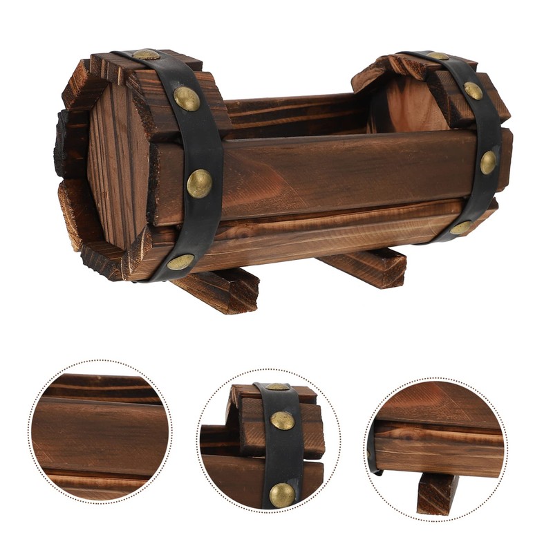 BESPORTBLE Solid Wood Flower Pot Holder Carbonized Preservative for Balcony