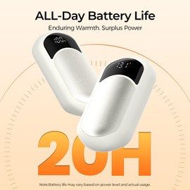 Hand Warmers Rechargeable - 2 Pack Portable Hot Hands Hand Warmers Fast Heating, LED Digital Display Electric Hand Warmers, Hand Warmer Gifts for Men Women, Golf, Camping, Hunting Accessorie Ivory