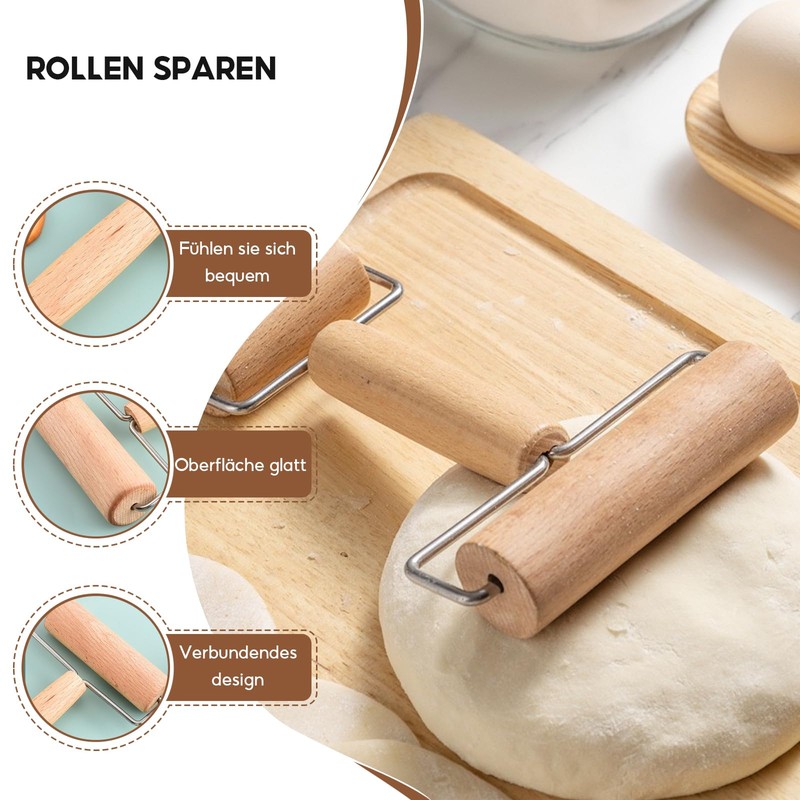 Doppelkopf Wooden Rolling Pin, 2-Piece Double Rolling Pin Set, Rolling