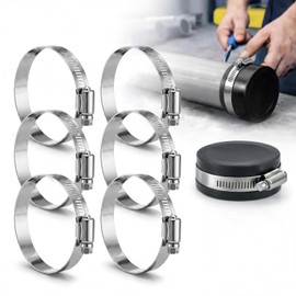 Tudomro 6 Pack 2 Inch Reusable Stainless Steel Clamp for PVC Pipe Caps Fit Diameter 2.25" to 2.6" Worm Gear Drive Hose Clamps Rustproof Repair Parts for Dwv Sewer HVAC Cleanout Cap