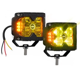 Szdystar LED Yellow Motorcycle Driving Fog Lights 2Pcs 3Inch 30W Side Shooter Amber DRL and Strobe Light Combo Beam LED Work Auxiliary Lights Pod fit for Truck Car ATV SUV Boat Forklift Tractor