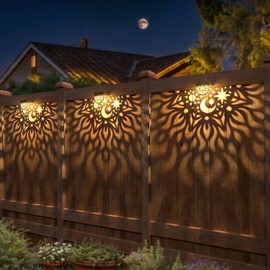 Gardsee Solar Fence Lights 6 Pack Solar Deck Lights Waterproof LED Step Wall Outdoor Decorations Warm Yellow Decorative Lighting for Garden Backyard Yard Decor (Gold)
