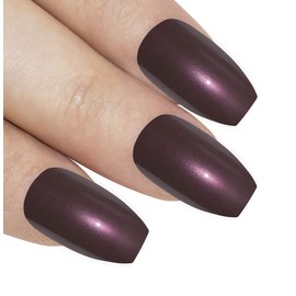 Bling Type False Nails Brown Pearl Ballerina Coffin 24 False Nails Tips With Glue