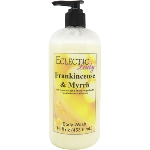 Eclectic Lady Liquid Pearl Body Wash - Frankincense And Myrrh Scent 3-in-1 Use For Bubble Bath, Hand Soap & Body Wash, Phthalate-Free Frankincense And Myrrh Fragrance, Handcrafted in USA (16 oz)